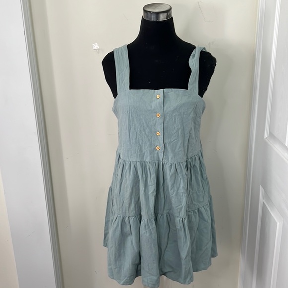 Zaful Dresses & Skirts - Zaful Chic Baby Doll Relaxed Fit Sage Color Dress Size Large